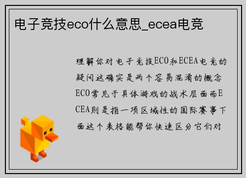 电子竞技eco什么意思_ecea电竞